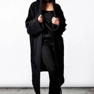 Killstar Oversized Hooded Black Cardigan